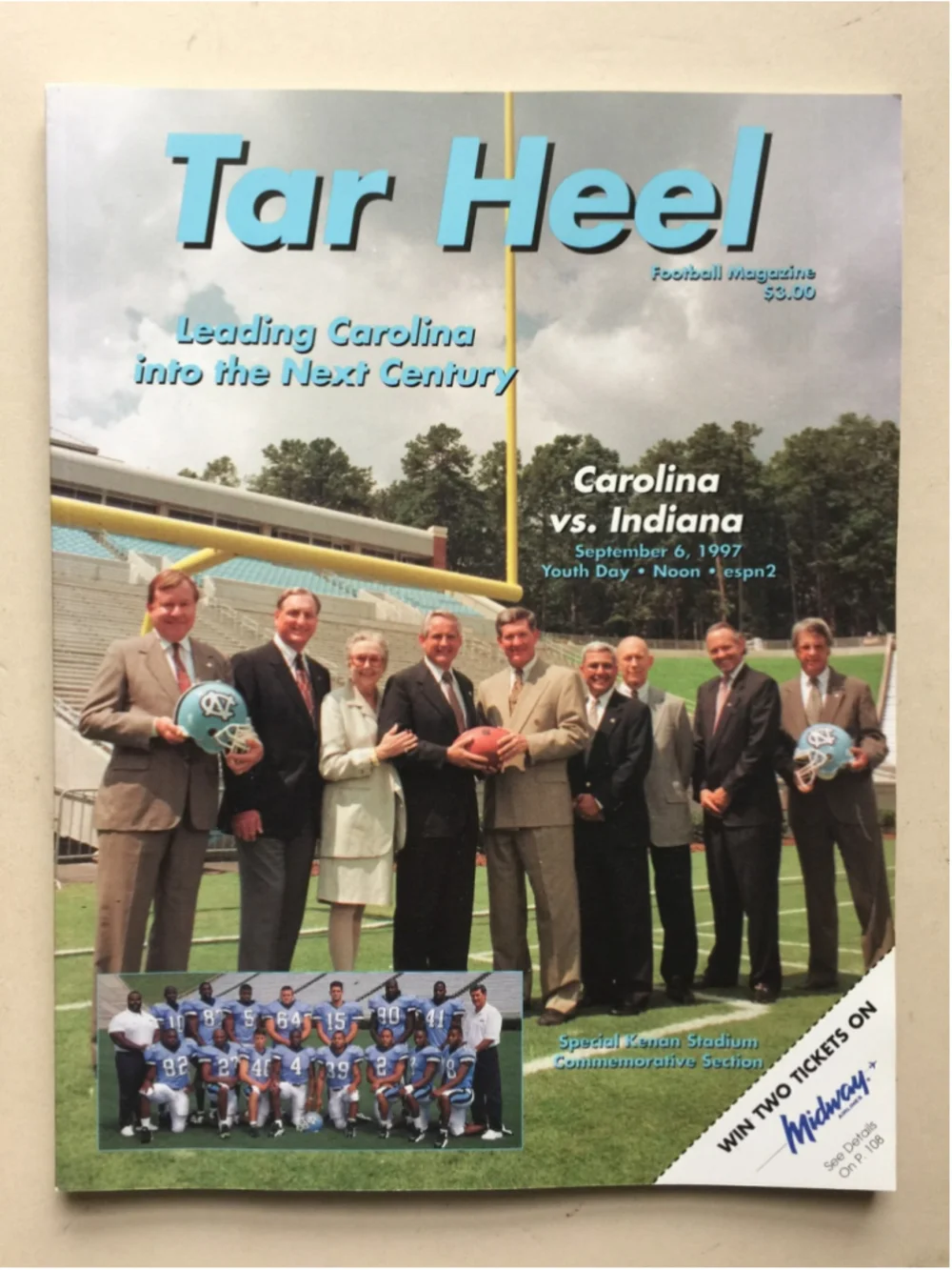 Sept. 6, 1997 Tar Hill Football Magazine, UNC Tar Heels, Carolina VS Indiana